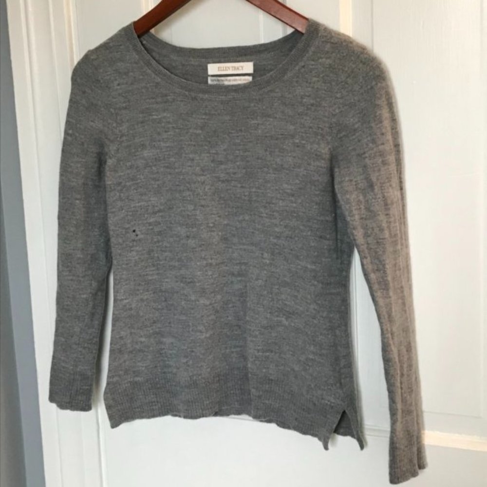 Ellen Tracy Merino Wool Sweater - Gray